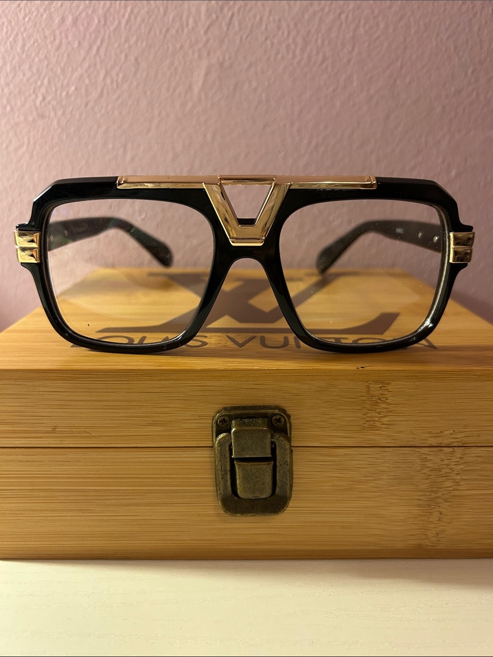 Black Eyewear with Gold Accents